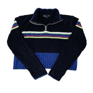 Vintage 90s Jamie Scott Crop Sweater Medium Mock Knit/Ribbed